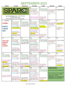 September 2022 schedule (rev. 9-3) – SPARC of Homer